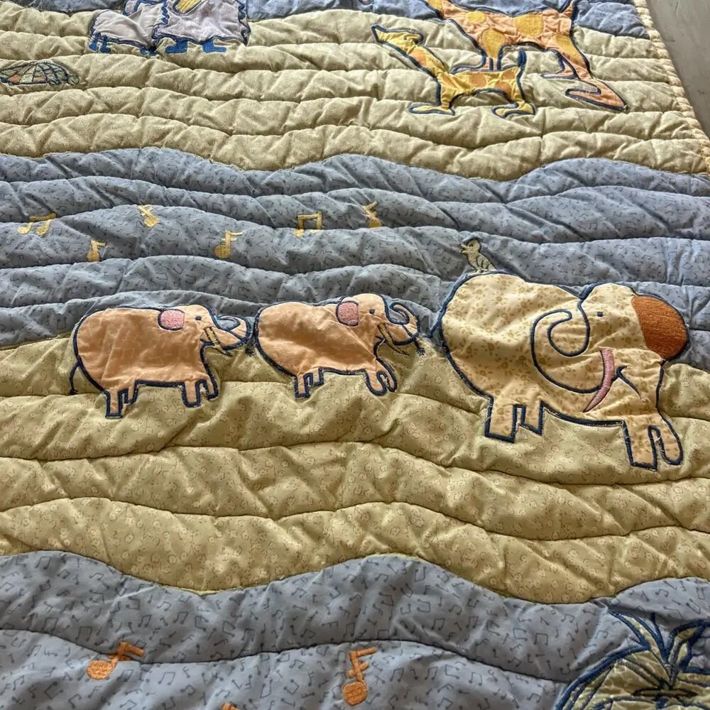 Carters John Lennon Animal Musical Parade Baby Crib Blanket Green Blue Safari B